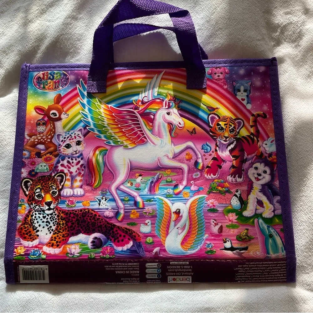Lisa Frank 3 compartment folder with velcro closure and handles